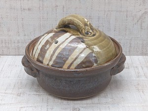 土鍋 重箱 蓋物 和陶器 和モダン /織部十草5号鍋(茶)