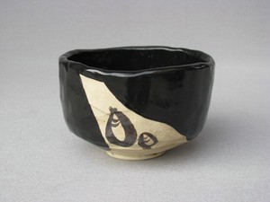 抹茶碗 お茶道具 和陶器 和モダン /黒織部竹の子抹茶碗