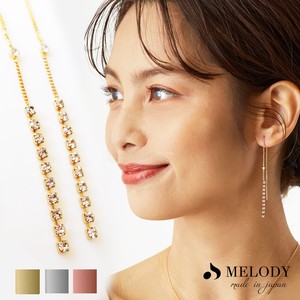 Pierced Earrings Silver Post Long Jewelry Made in Japan