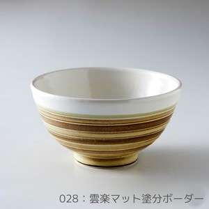 Rikizo 手作りご飯茶碗 クラフトライスボウル 028 雲楽マット塗分ボーダー おしゃれ 和食器 飯碗