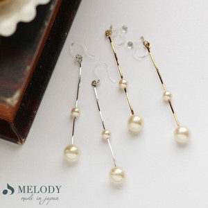 Clip-On Earrings Pearl Earrings Long Jewelry Made in Japan
