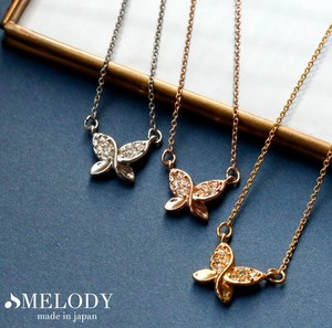 Gold Chain Necklace Butterfly Pendant Bijoux Jewelry Made in Japan