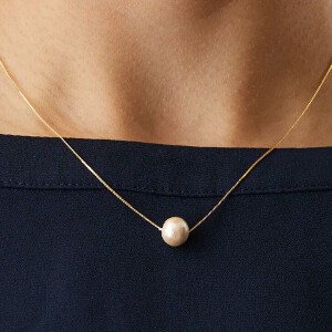 Gold Chain Pearl Necklace Jewelry Formal 1 tablets Made in Japan