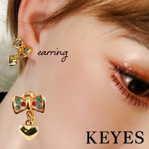 KEYES イヤリング カナダ製　ヴィンテージ  キーズ リボン ハート　22KTゴールドプレート earrings
