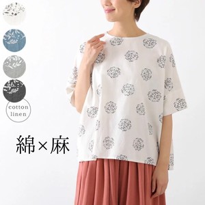 T-shirt Pudding Floral Pattern Cotton Linen Flowers Polka Dot