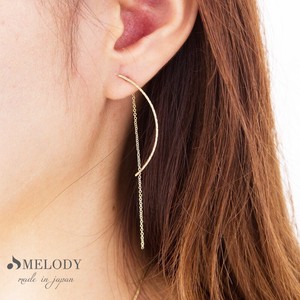 Pierced Earrings Gold Post Nickel-Free Long Jewelry Made in Japan