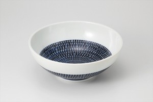 飛び鉋（藍） 麺鉢 ［美濃焼 食器 日本製]