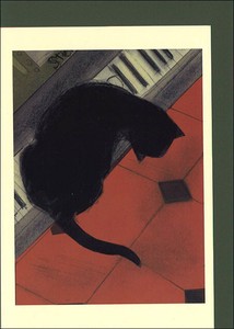 グリーティングカード 多目的 ドビュッシー＆ル・シャノワールシリーズ 「鍵盤の上の猫」 イラスト