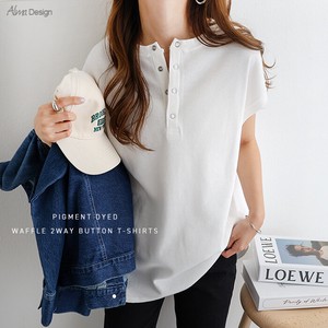 T-shirt T-Shirt French Sleeve Buttons Cotton
