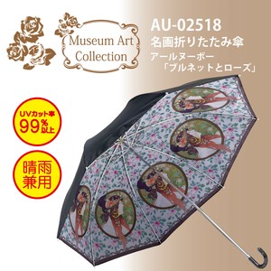 【アールヌーボー】名画折りたたみ傘【ブルネット】UVカット率99％以上＜晴雨兼用＞
