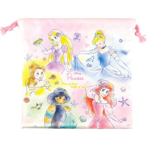 【ティーズ】ディズニーフラット巾着　カラフルアート／プリンセス