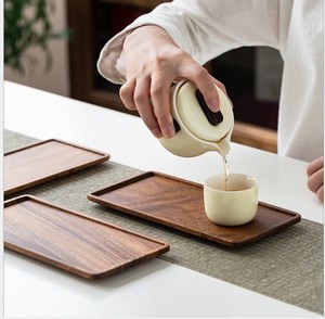 くるみ木皿お茶トレイコーヒーカップトレイ長方形実木トレイ0814#STL872