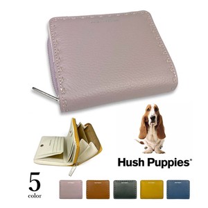 全5色 Hush Puppies ハッシュパピー リアルレザー ステッチデザイン 二つ折り財布 ウォレット 本革(hp3062)