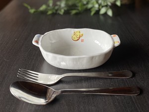 日本製　窯元直送　干支 子ども食器・グラタン皿【丑（うし）】