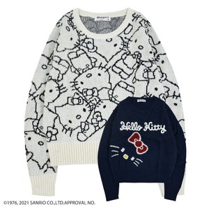 Sweater/Knitwear Patterned All Over Hello Kitty Intarsia Embroidered