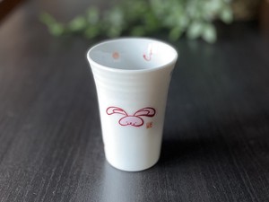 日本製　窯元直送　干支 子ども食器・フリーカップ【卯（うさぎ）・桃色】