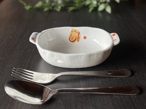 日本製　窯元直送　干支 子ども食器・グラタン皿【午（うま）】
