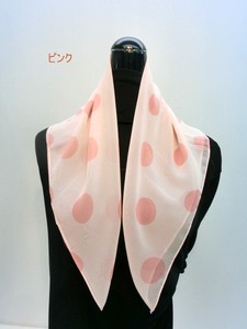 Thin Scarf Polyester L size Polka Dot Koban Made in Japan