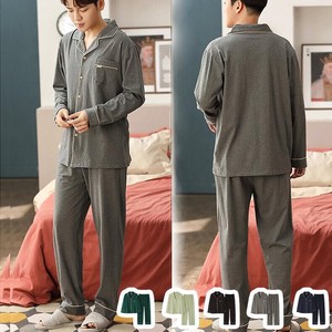 Loungewear Pajama Plain Color Long Sleeves Cotton Men's Autumn/Winter