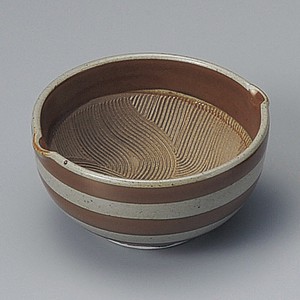 ≪メーカー取寄≫柿釉ボーダー波紋3.5小鉢