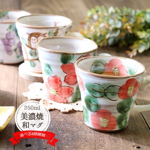 Mino ware Mug Camellia Grapes Owl Made in Japan