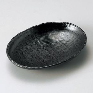 ≪メーカー取寄≫黒陶釉22cm楕円皿