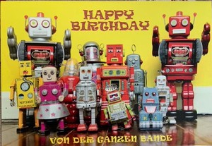 ■グリーティングカード■ ドイツ直輸入 Happy birthday　ロボット