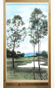 【受注生産のれん】「GREEN_COUNTRY」85x150cm【日本製】風景 景色 コスモ 目隠し