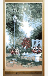 【受注生産のれん】「White_Garden」85x150cm【日本製】風景 景色 コスモ 目隠し