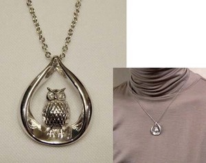 Diamond Silver Chain Pendant Owl