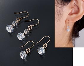 Pierced Earring Gold Post Cubic Zirconia 10-Karat Gold