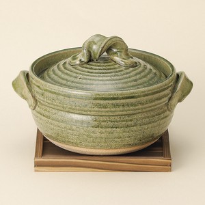 ≪メーカー取寄≫緑釉三合御飯鍋（信楽焼）