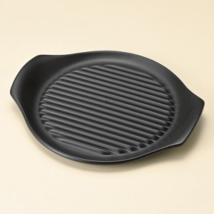 ≪メーカー取寄≫耐熱直火食器26cmヘルシーステーキ皿（黒）