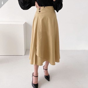 Ladies SALE【スカート】綿　アンバランス　フリル　ルーズフィット　ロング　スカート　long skirt