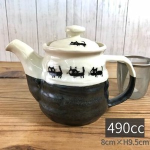 Mino ware Teapot Cat Pottery M Made in Japan