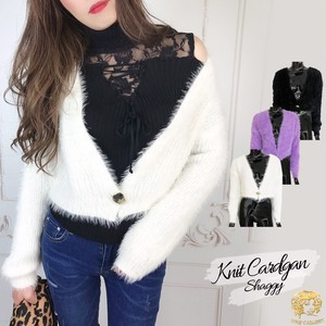 Cardigan Knitted Shaggy Long Sleeves Cardigan Sweater Short Length
