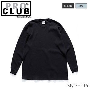 プロクラブ【PRO CLUB】115 Heavyweight Cotton Long Sleeve Thermal Top サーマル ロンT 長袖 ブラック