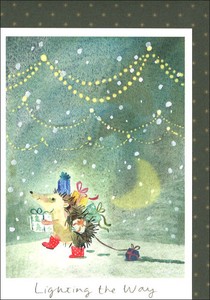 グリーティングカード クリスマスカード「ライトアップ」 メッセージカード ハリネズミ