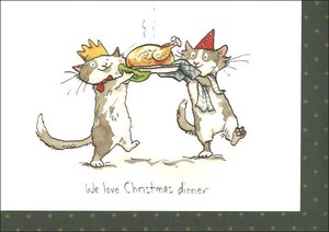グリーティングカード クリスマスカード「クリスマスディナー」 猫 メッセージカード