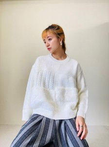 Sweater/Knitwear Patchwork Pullover Faux Fur Knitted