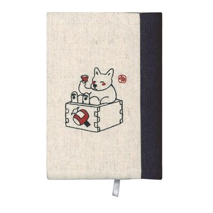 ブックカバー 和風・刺繍 文庫本サイズ（升犬）　シンプル　和柄　犬