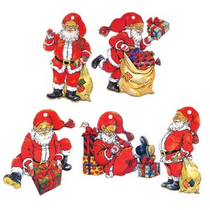 Greeting Card Mini Santa Claus Ornaments Message Card 2-sets