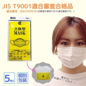 【JIS T9001適合審査合格品 】不織布　個包装 一般用 5枚入 不織布マスク　プリーツ型 「2022新作」