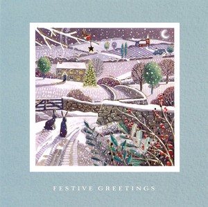 グリーティングカード クリスマス「FESTIVE GREETINGS」 うさぎ 動物 メッセージカード
