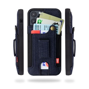 デニム iPhone13 mini 背面型 フィンガーリング スマホケース iPhoneケース [店頭販売用パッケージ付]