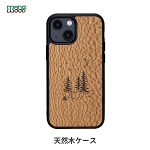 新型 iPhone 13 mini ケース 天然木 バックカバー Man&Wood camp 木製 背面カバー型 アイフォンケース