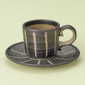 ≪メーカー取寄≫彫十草（黒）コーヒー碗