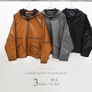 Coat Dolman Sleeve Hooded Leather Genuine Leather Ladies'