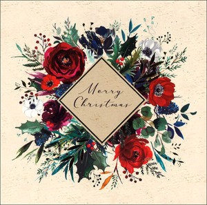 Greeting Card Christmas Red Flower Message Card