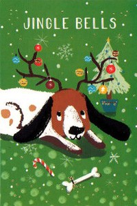 ミニカード クリスマス「トナカイドッグ/犬」 メッセージカード